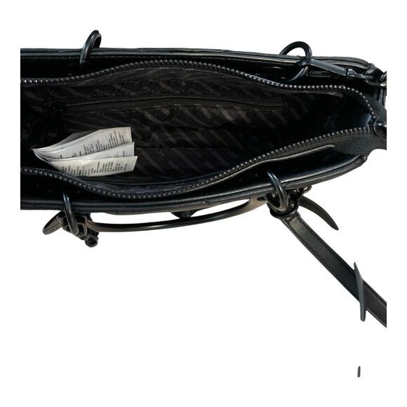 ALDO Quilted Black Faux Leather Mini Satchel – Metal Handles and Chain Strap – 2 - Picture 6 of 8